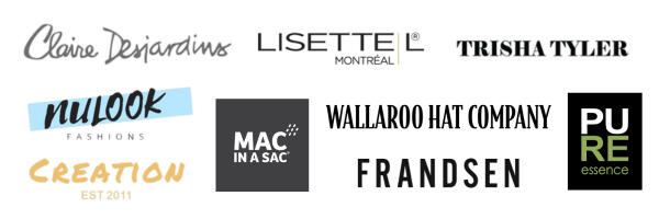 Claire Desjardins, Lisette L. and Trisha Tyler, NuLook Fashions and Creation, Mac in a Sac, Pure Essence, Frandsen Denmark, Wallaroo Hats